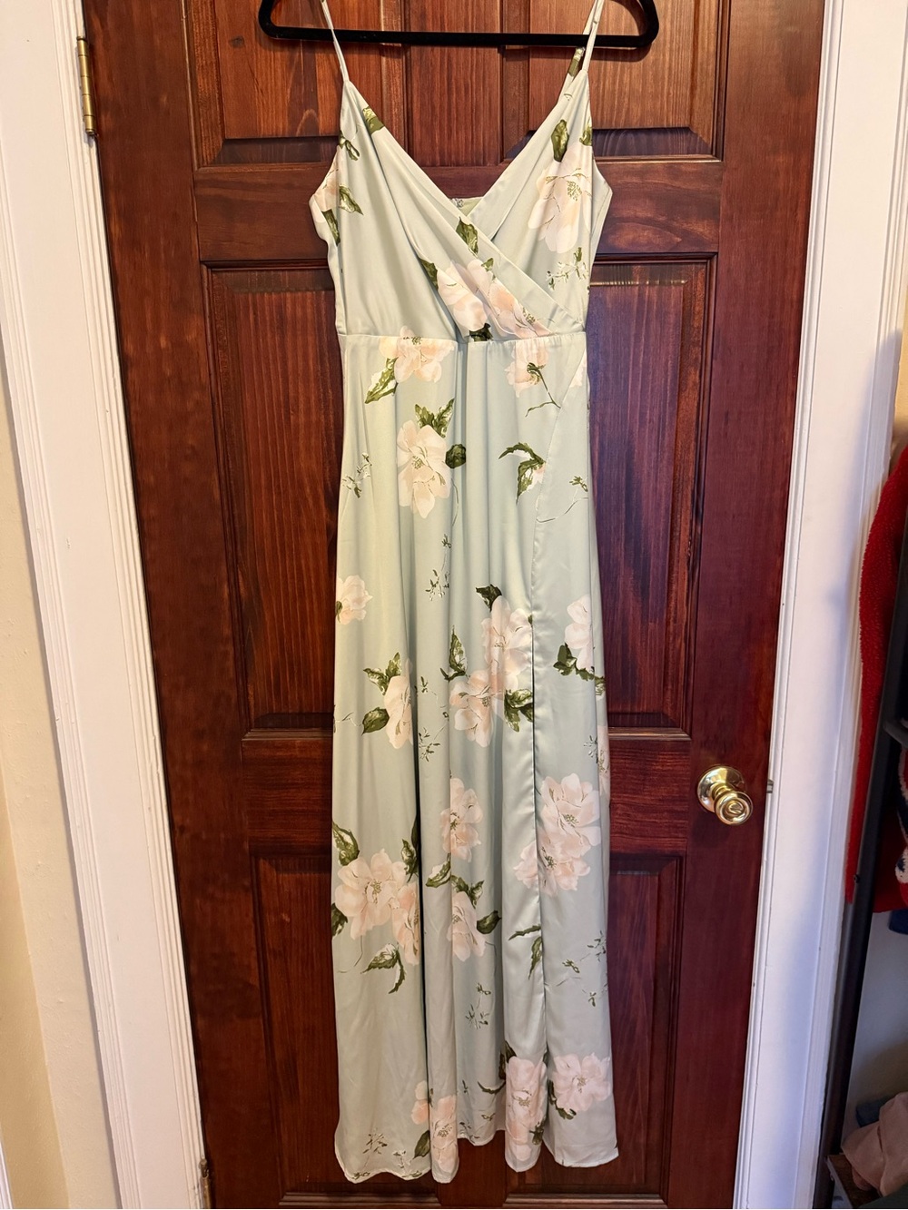 Lulu's Sage Green Floral Wrap Maxi Dress